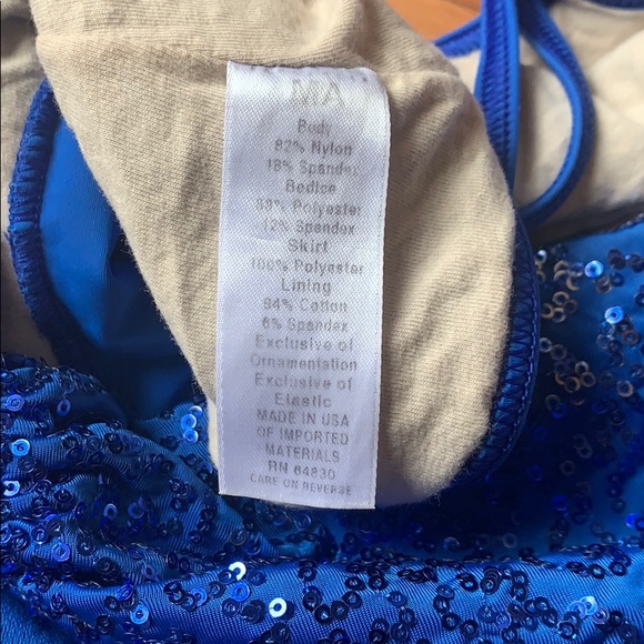 Royal Blue Sequinned Dance Performance Dress - Picture 6 of 11